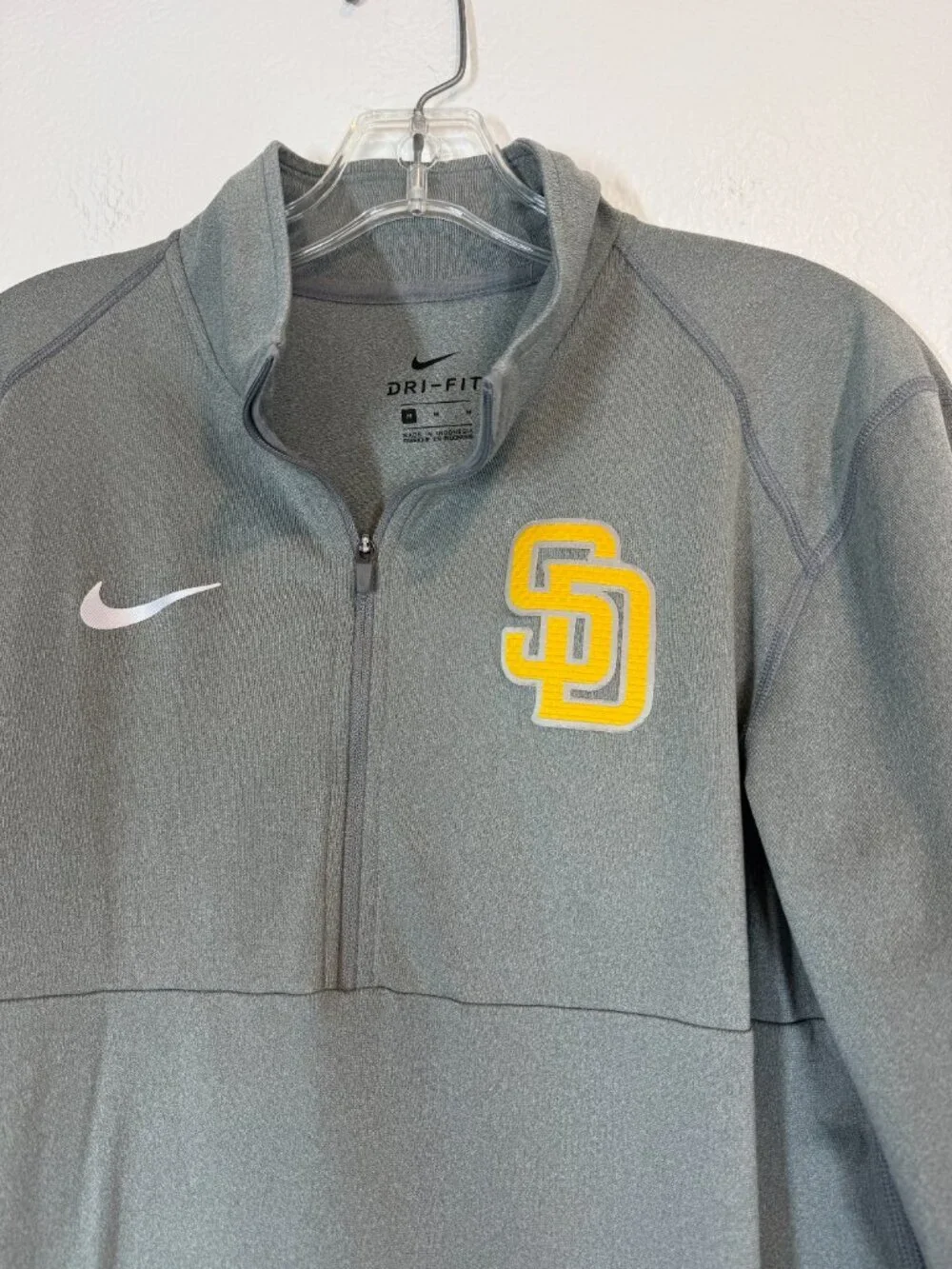 Nike San Diego Padres Pullover Jacket Gray Logo Performance Half Zip Medium
